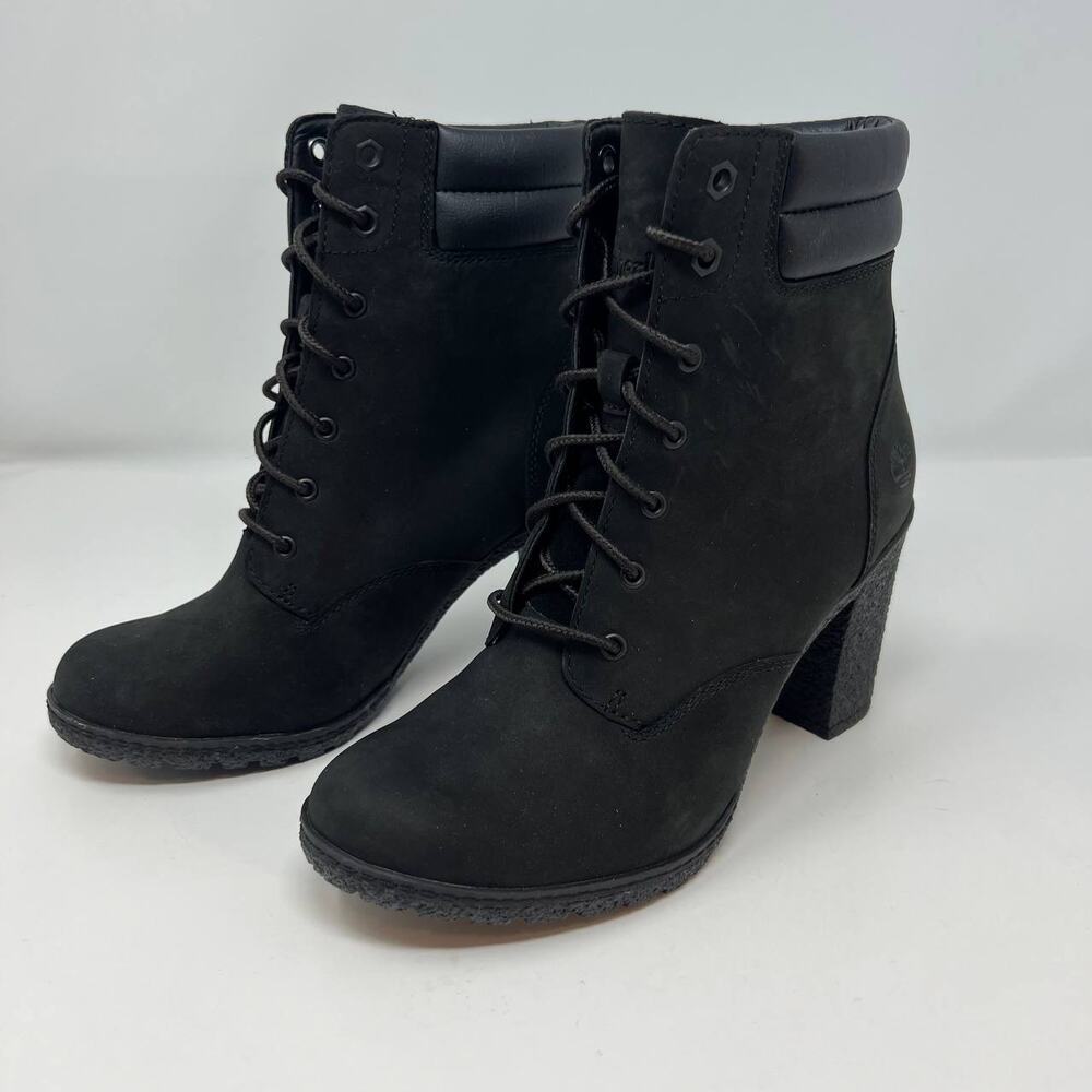 NWOT Timberland Women's Tillston High Heel Boots Size 7 Black Leather - Picture 3 of 13